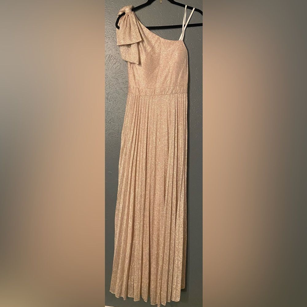 Xscape metallic one shoulder embellished dress size 4